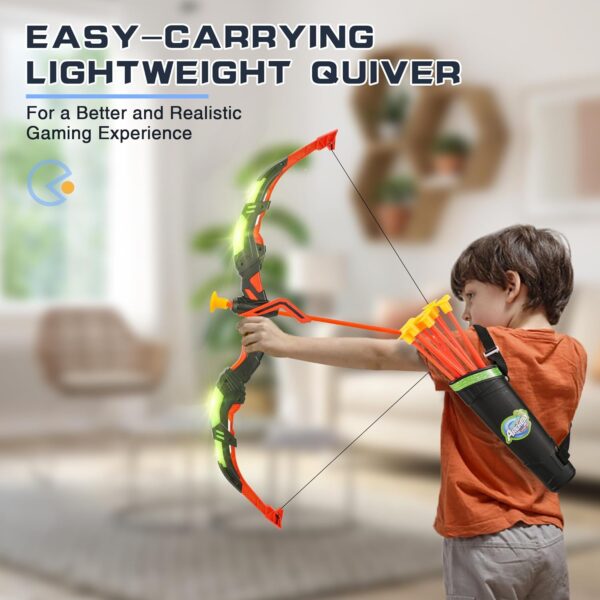 Toy Supplier China Kids Outdoor Toys Bow and Arrow Toy 2-Pack LED Light Up Archery Set with 20 Suction Cup Arrows and Standing Target - Imagem 4