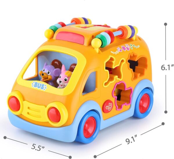 Precio al por mayor de juguetes Autobús para bebés Juguete de dibujos animados Coche de juguete de aprendizaje musical Juguete educativo para autobuses para bebés con forma de bloques de animales Habilidad motora fina más corta - Imagen 2