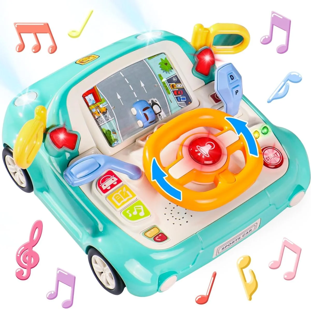 Grande volume de ordens de brinquedo crianças aprendizagem simulação condução plástico musical bebê carro crianças brinquedo meninos carro volante brinquedo