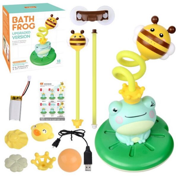 Certified Toy Manufacturer Wholesale Electric Spray Water Floating Rotation Swimming Sprinkler Shower Game Baby Frog Bath Toy - Image 6