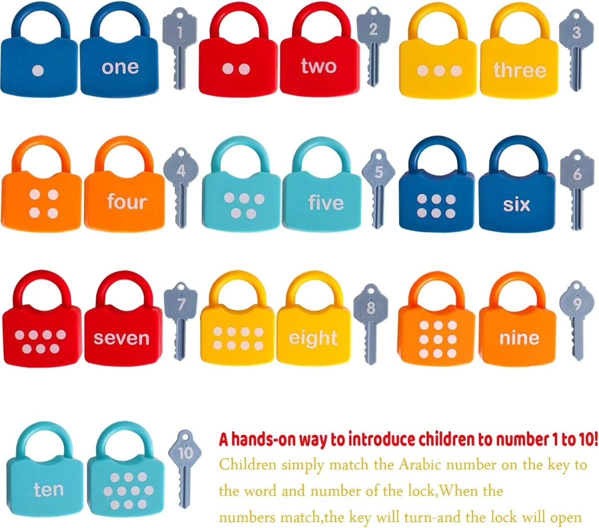 ISO Certified Toy Factory Children's Educational Number Alphabet Learning Locks Keys Numbers Matching Game Toys For Kids - Imagen 2