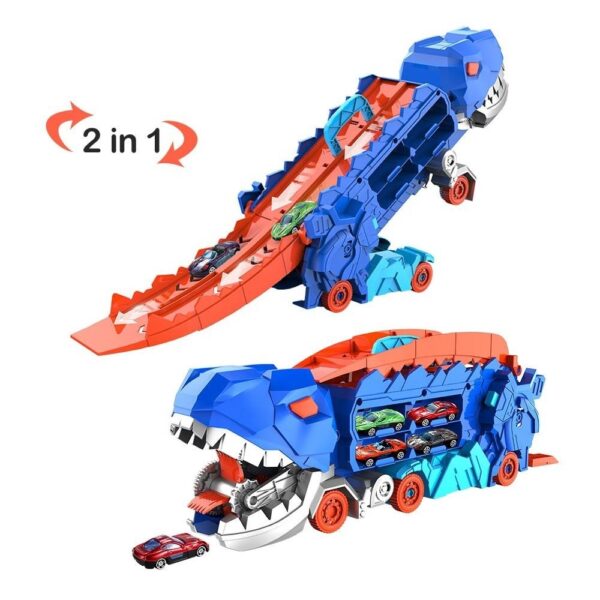 Toy Exporter China Swallowing Alloy Car Deformable Dino Carrier Toy Cars Transport Track Dinosaur Truck Storage Vehicle Toy for Kids