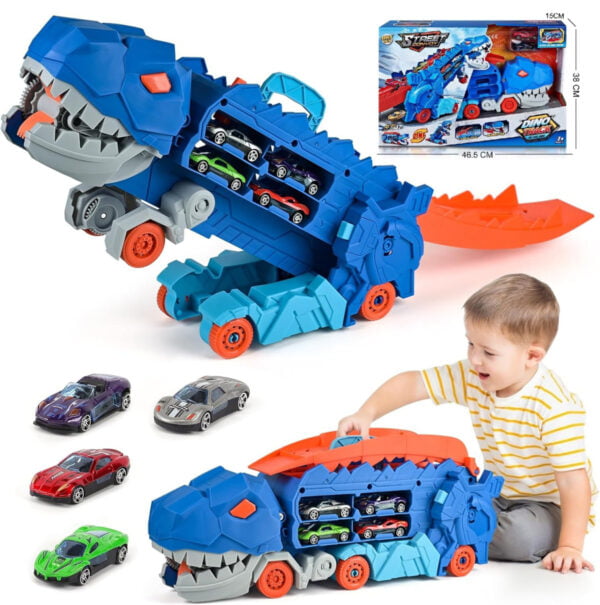 Toy Exporter China Swallowing Alloy Car Deformable Dino Carrier Toy Cars Transport Track Dinosaur Truck Storage Vehicle Toy for Kids - Image 2