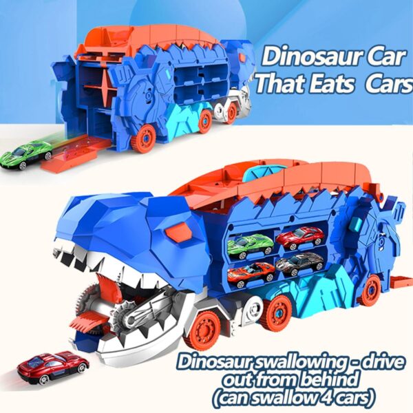 Toy Exporter China Swallowing Alloy Car Deformable Dino Carrier Toy Cars Transport Track Dinosaur Truck Storage Vehicle Toy for Kids - Image 4