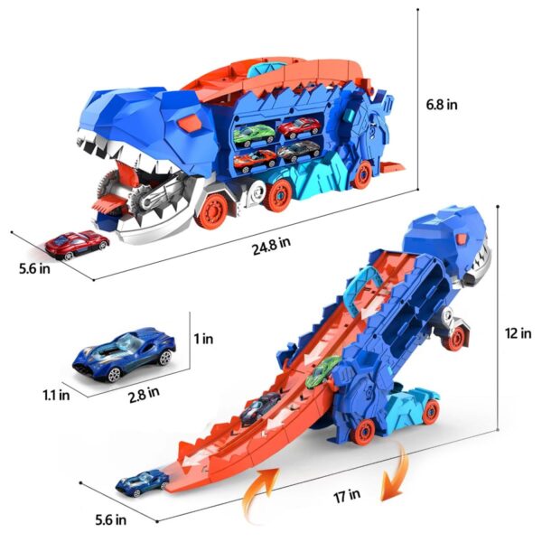 Toy Exporter China Swallowing Alloy Car Deformable Dino Carrier Toy Cars Transport Track Dinosaur Truck Storage Vehicle Toy for Kids - Image 6