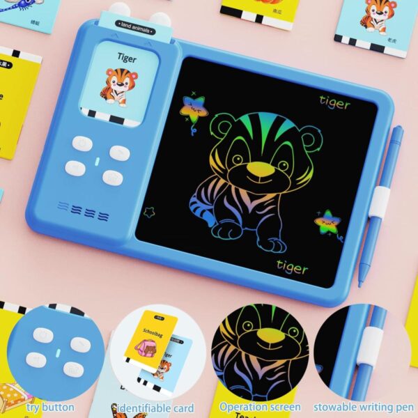 OEM Toy Manufacturer 2-in-1 Educational Learning Machine LCD Writing Drawing Tablet Autism Sensory Toy English Talking Flash Cards - Image 3