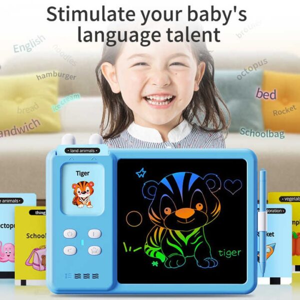 OEM Toy Manufacturer 2-in-1 Educational Learning Machine LCD Writing Drawing Tablet Autism Sensory Toy English Talking Flash Cards - Image 5