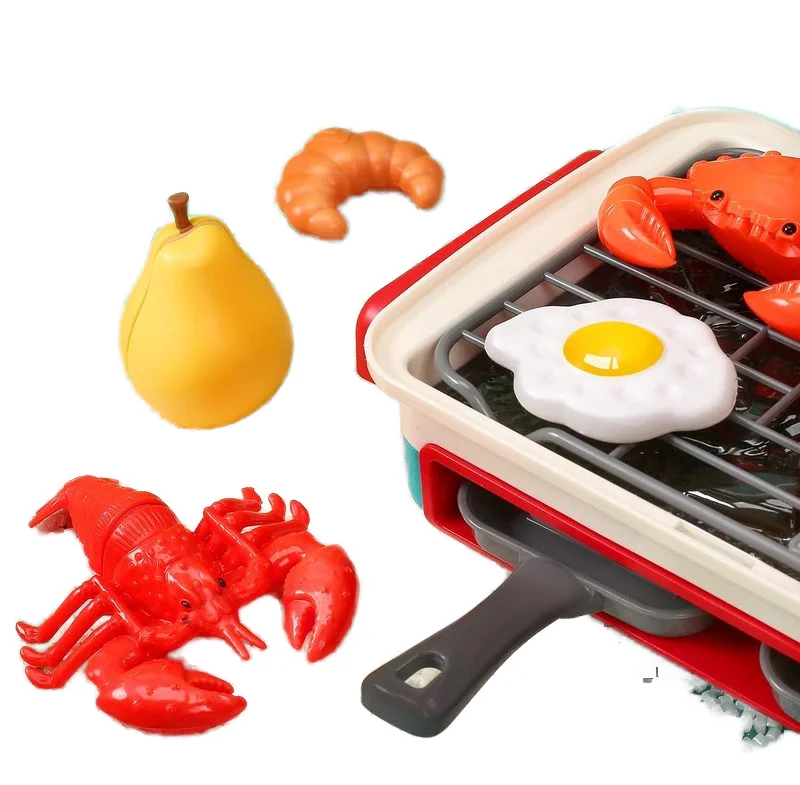 Global Toy Supplier Kitchen Toys Barbecue Grill Kitchen Cooking BBQ Pretend Play Set Toy Color Changing Play Food Dishes Home Appliance Toys - Imagem 6