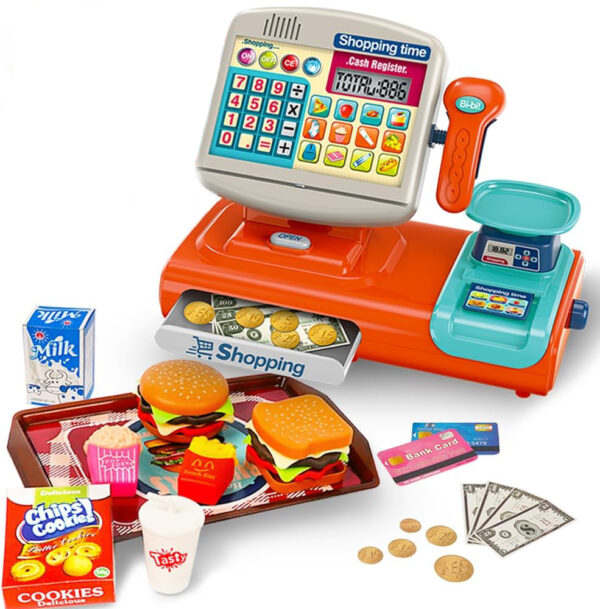 Toy Industry Partner Pretend Play Preschool Supermarket Toy Electronic Cashier Machine Cash Register Toy for Kids