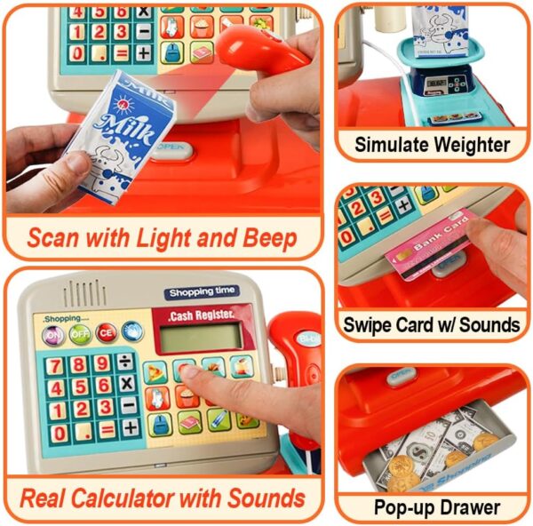 Toy Industry Partner Pretend Play Preschool Supermarket Toy Electronic Cashier Machine Cash Register Toy for Kids - 画像 2