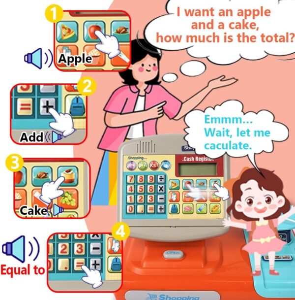 Toy Industry Partner Pretend Play Preschool Supermarket Toy Electronic Cashier Machine Cash Register Toy for Kids - 画像 3