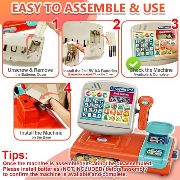 Toy Industry Partner Pretend Play Preschool Supermarket Toy Electronic Cashier Machine Cash Register Toy for Kids - 画像 5