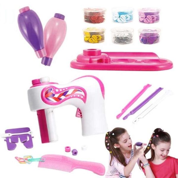 B2B Toy Supplier Kids Bling Bling Hair Dresser Salon Toy Automatic Hair Braider Machine Toy for Girls