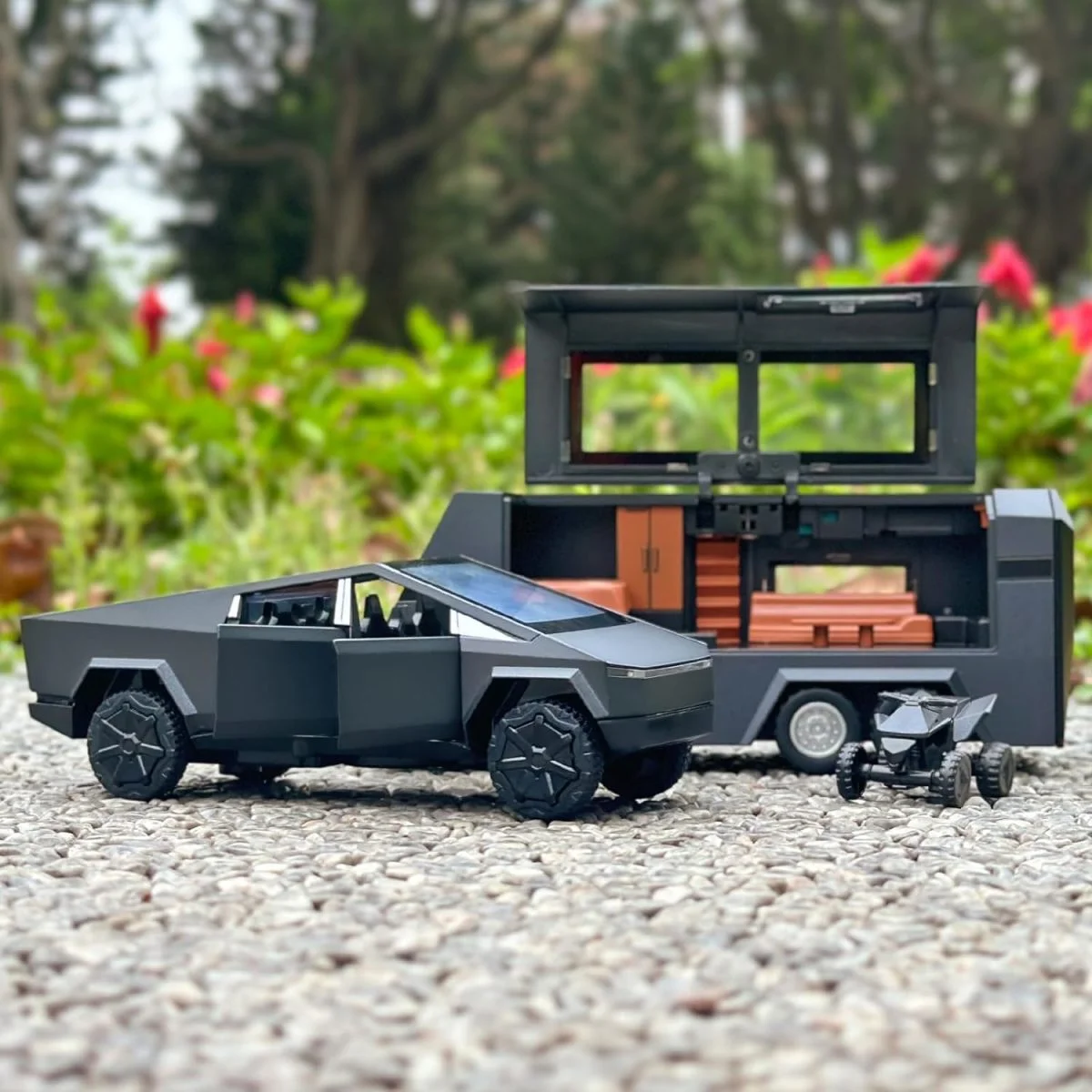 ISO 인증 장난감 공장 장난감 자동차 1/32 Cybertruck 픽업 트레일러 합금 자동차 모델 다이캐스트 금속 장난감 오프로드 차량 트럭 모델 소리와 빛 - 영상 5