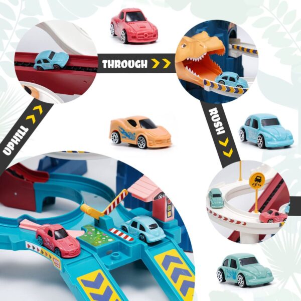 EN71 Compliant Toys Wholesale Dinosaur Winding Mountain Highway Track Car Dinosaur Climbing Hills Rail Parking Slot Toy - Imagem 3