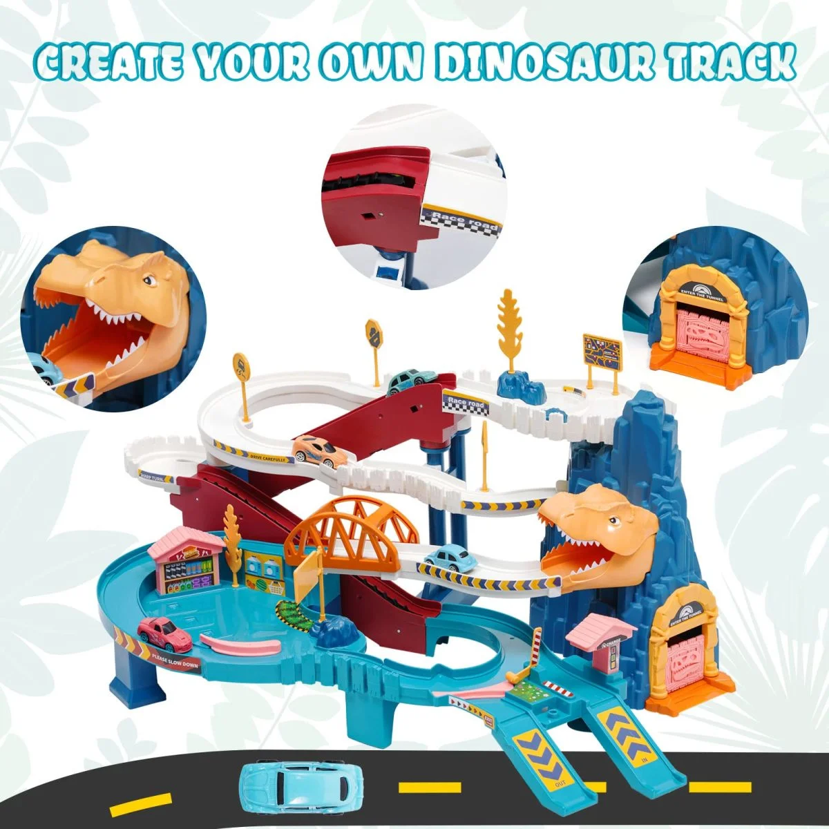 Juguetes compatibles con EN71, venta al por mayor, dinosaurio sinuoso, pista de carretera de montaña, coche, dinosaurio, escalada, colinas, carril, ranura de estacionamiento, juguete - Imagen 4