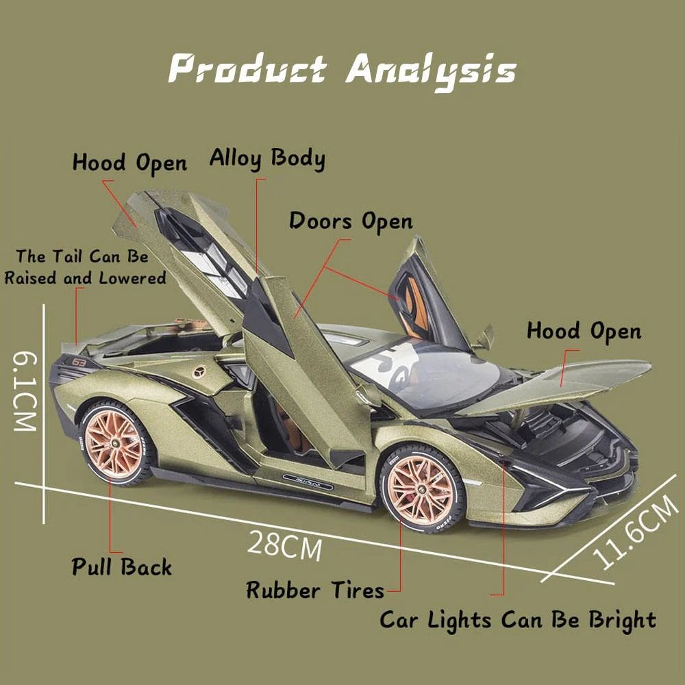 Proveedor de juguetes de alta calidad Garantía de juguetes Personalización Vehículos Lambor Toy 1:18 Coche modelo fundido a presión de metal de aleación - Imagen 5