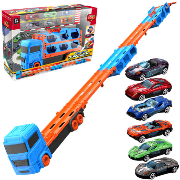 Safe Toys China Toy Cars Big Large Double Catapult Deformation Folding Truck Metal Diecast Transporter Toy Juguetes