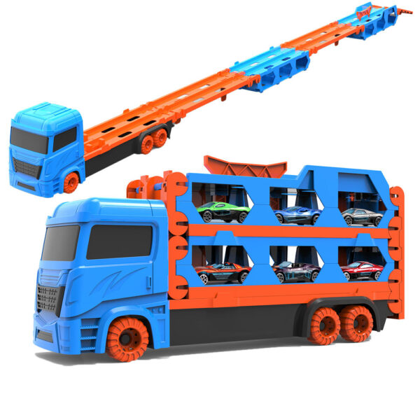 Safe Toys China Toy Cars Big Large Double Catapult Deformation Folding Truck Metal Diecast Transporter Toy Juguetes - Imagem 2