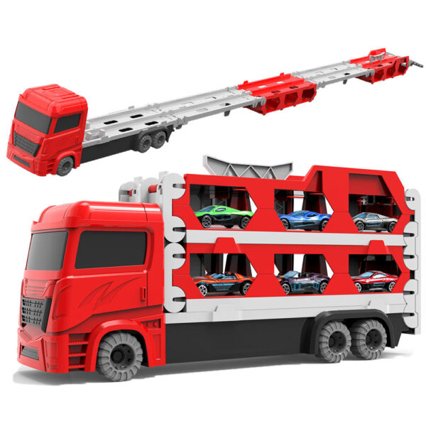 Safe Toys China Toy Cars Big Large Double Catapult Deformation Folding Truck Metal Diecast Transporter Toy Juguetes - Imagem 4