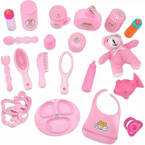 Large Scale Manufacturing 30 Piece Baby Doll Accessories Doll Feeding Care Set with Magic Bottles in a Bag for Kids Pretend Play Set - Bild 6