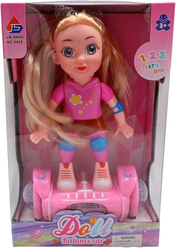 Fornecedor de brinquedos China Venda quente B/O Balance Doll Moda adorável boneca a pilhas Balance Car Doll Toy com música e luz - Imagem 6