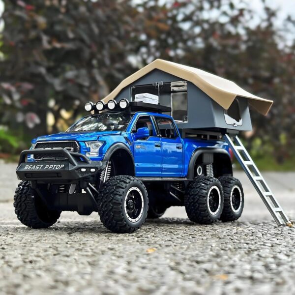 Toy Exporter China 1:24 Raptor F150 Big Wheel Alloy Diecast Car Model with Sound Light Pull Back Car Toys - 画像 4