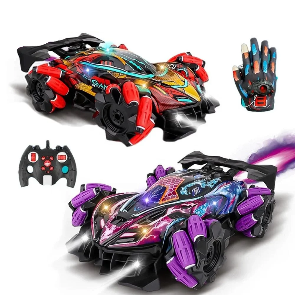 Coche teledirigido del reloj del dedo de los coches 2.4g de la fábrica de juguetes de China con el espray de la música ligera 1/16 Coche de deriva Rc con detección de gestos
