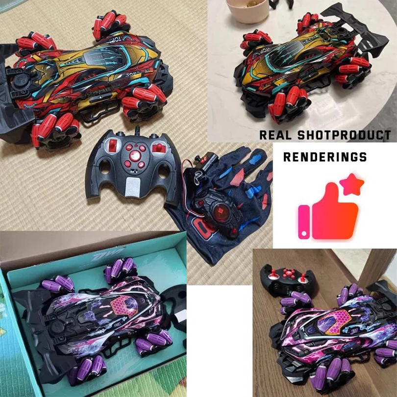 Coche teledirigido del reloj del dedo de los coches 2.4g de la fábrica de juguetes de China con el espray de la música ligera 1/16 Coche de deriva Rc con detección de gestos - Imagen 2