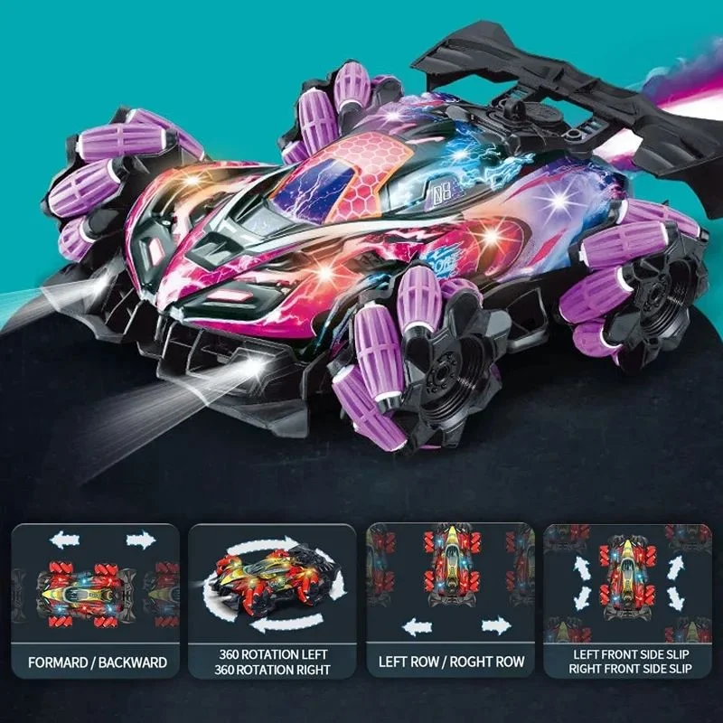 Coche teledirigido del reloj del dedo de los coches 2.4g de la fábrica de juguetes de China con el espray de la música ligera 1/16 Coche de deriva Rc con detección de gestos - Imagen 4