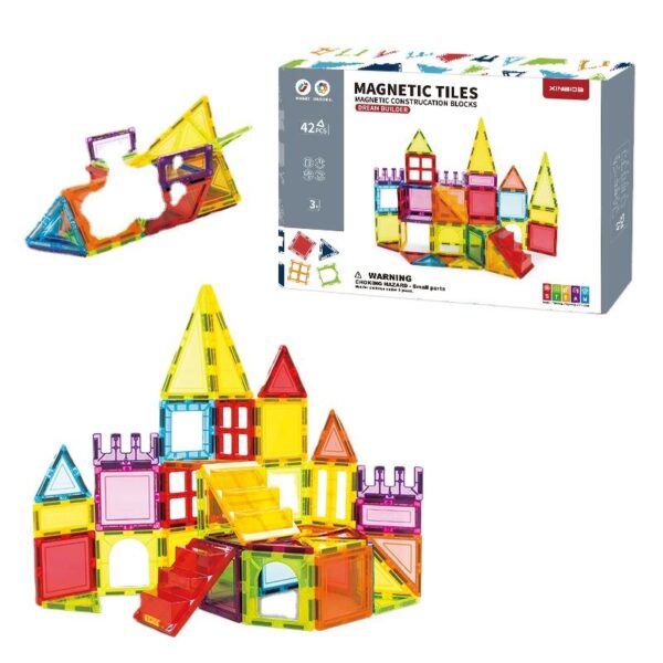 Toy Manufacturer China Toddler Kids Educational Toys 3D DIY Magnet Blocks Set Clear Magnetic Building Block Tiles For Children