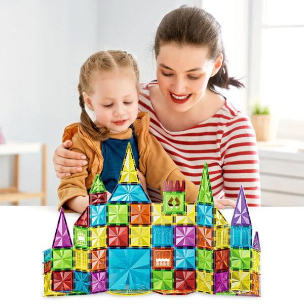 OEM Toys China 3D Construction Magnet Building Block Sets Educational DIY Plastic Tiles ABS Magnetic Tiles - Image 3