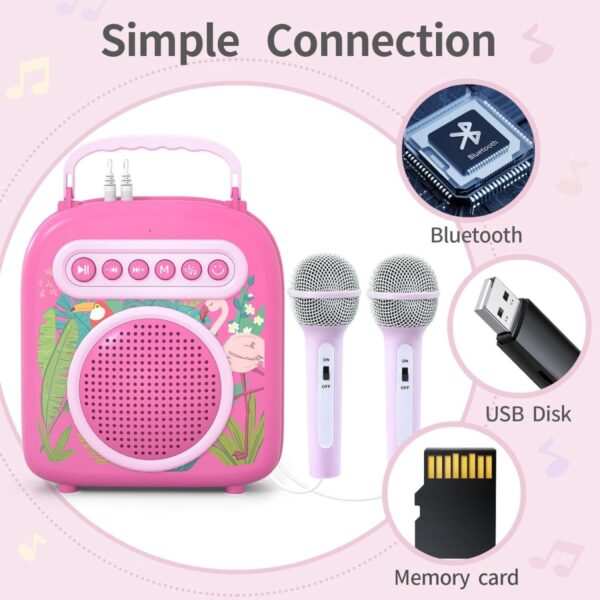 OEM Toys China Singing Toy Musical Instruments Microphone Speaker Sound Baby Bluetooh Karaoke Machine For Kids With 2 Microphone - Imagen 4