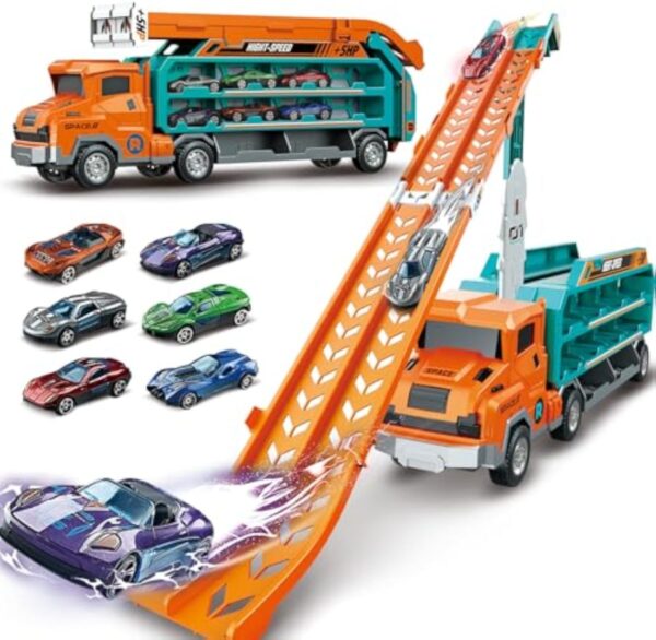 Toy Manufacturer China Assemble Deformation Inertial Transport Track Car Toys Alloy Sliding Racing Friction Diecast Race Track Toys