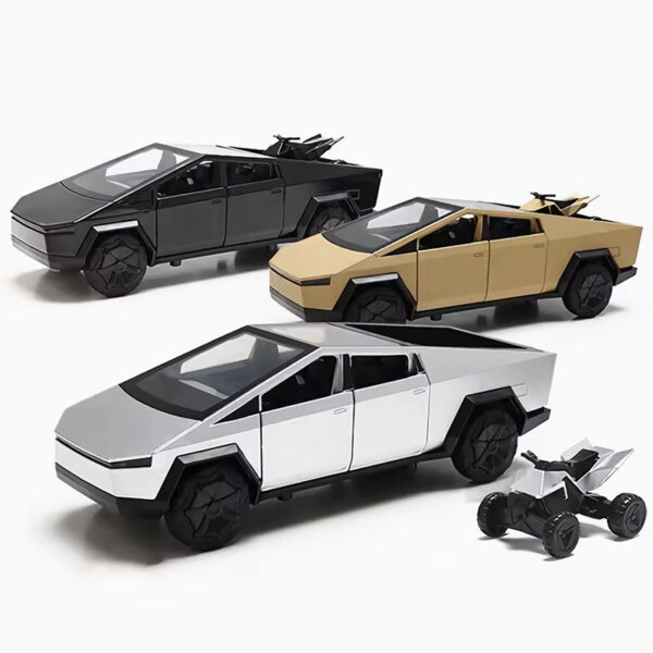 OEM Toys China Diecast Alloy Model Toys Car 1:28 Tesla Cybertruck Pickup Alloy Car Model with Sound and Light Pullback