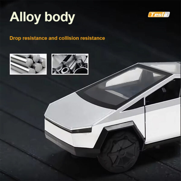 OEM Toys China Diecast Alloy Model Toys Car 1:28 Tesla Cybertruck Pickup Alloy Car Model with Sound and Light Pullback - Bild 3