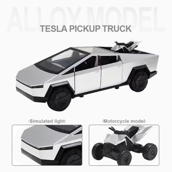 OEM Toys China Diecast Alloy Model Toys Car 1:28 Tesla Cybertruck Pickup Alloy Car Model with Sound and Light Pullback - Bild 4