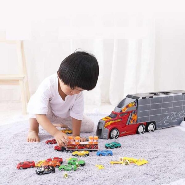 Toy Distributor China Construction Die Cast Metal Alloy Small Car Diecast Carrier Friction Vehicles Toy Truck - 画像 4