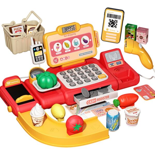 Custom 36PCS Kids Home Supermarket Toy Preschool Pretend Play Play Cash Register Machine Toy Set