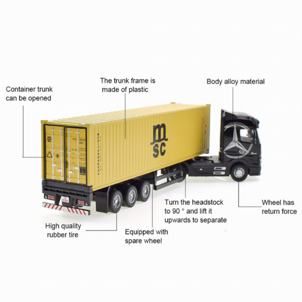 Coches de juguete 1:50 Modelo de camión de aleación, camión contenedor de transporte de ingeniería extraíble, vehículo extraíble, juguete con sonido ligero - Imagen 4