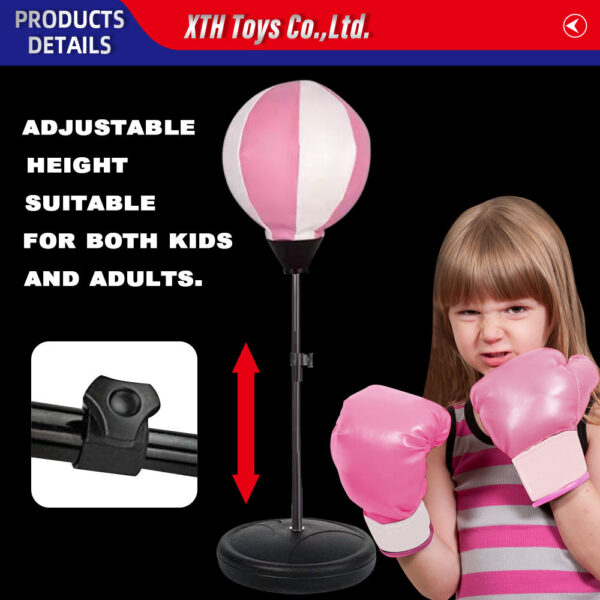 High Quality Kids Outdoor Sport Toys Adjustable Kid Punching Bag Included Boxing Sport Toys Gloves Free Standing Punching Ball - 图片 4