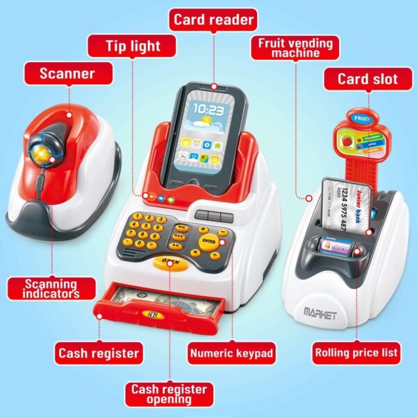 Wholesale Pretend Play Money Supermarket Interactive Play Cash Register Toy - Imagem 5