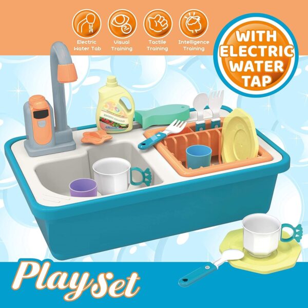 High Quality Pretend Kitchen Play Toy Mini Washing Machine Washing Sink Circulate Water Faucet Role Play - 영상 3