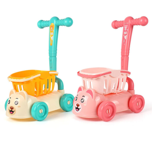 Wholesale Toy Supplier Kids Kitchen Role Play Fruit Cutting Set Simulation Supermarket Shopping Cart Toys