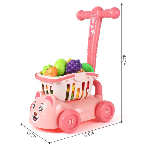 Wholesale Toy Supplier Kids Kitchen Role Play Fruit Cutting Set Simulation Supermarket Shopping Cart Toys - Imagem 2