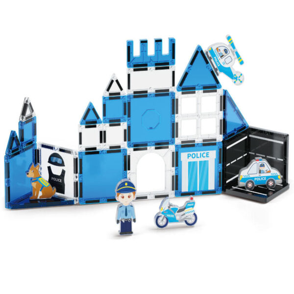 3D Police Theme Magnetic Blocks Set Plastic Building Toys with Magnets for Children Magnetic Tiles Blocks