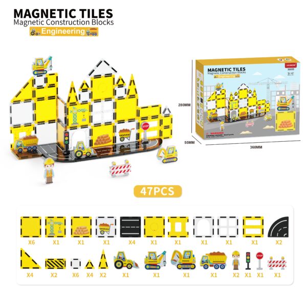 ABS Plastic Engineering Series Magnetic Tiles Set For Kids Magnetic Toy Block DIY Magnetic Play Blocks - Image 3