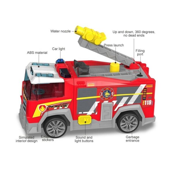 Ônibus escolar, carro de polícia, ambulância, engenharia, caminhão de construção, veículos de brinquedo de fricção com luzes e som - Imagem 5