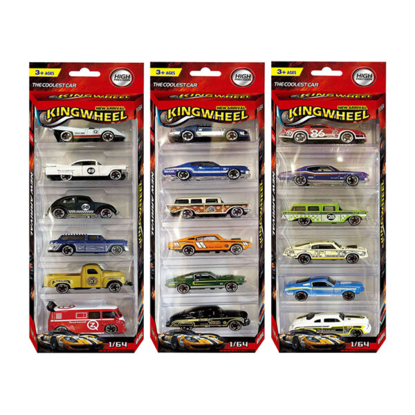 Hot 6Pcs/Set King wheels 1:64 Scale Alloy Pull Back Diecast Toys Collection Vehicles Model Toys Car