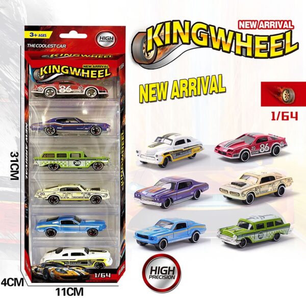 Hot 6Pcs/Set King wheels 1:64 Scale Alloy Pull Back Diecast Toys Collection Vehicles Model Toys Car - Imagem 3